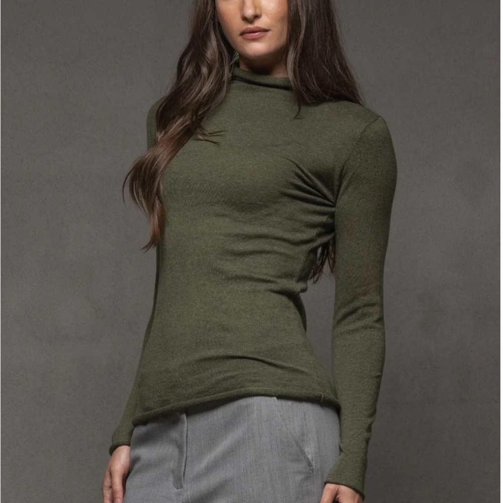 Women's Olive Turtleneck Sweater